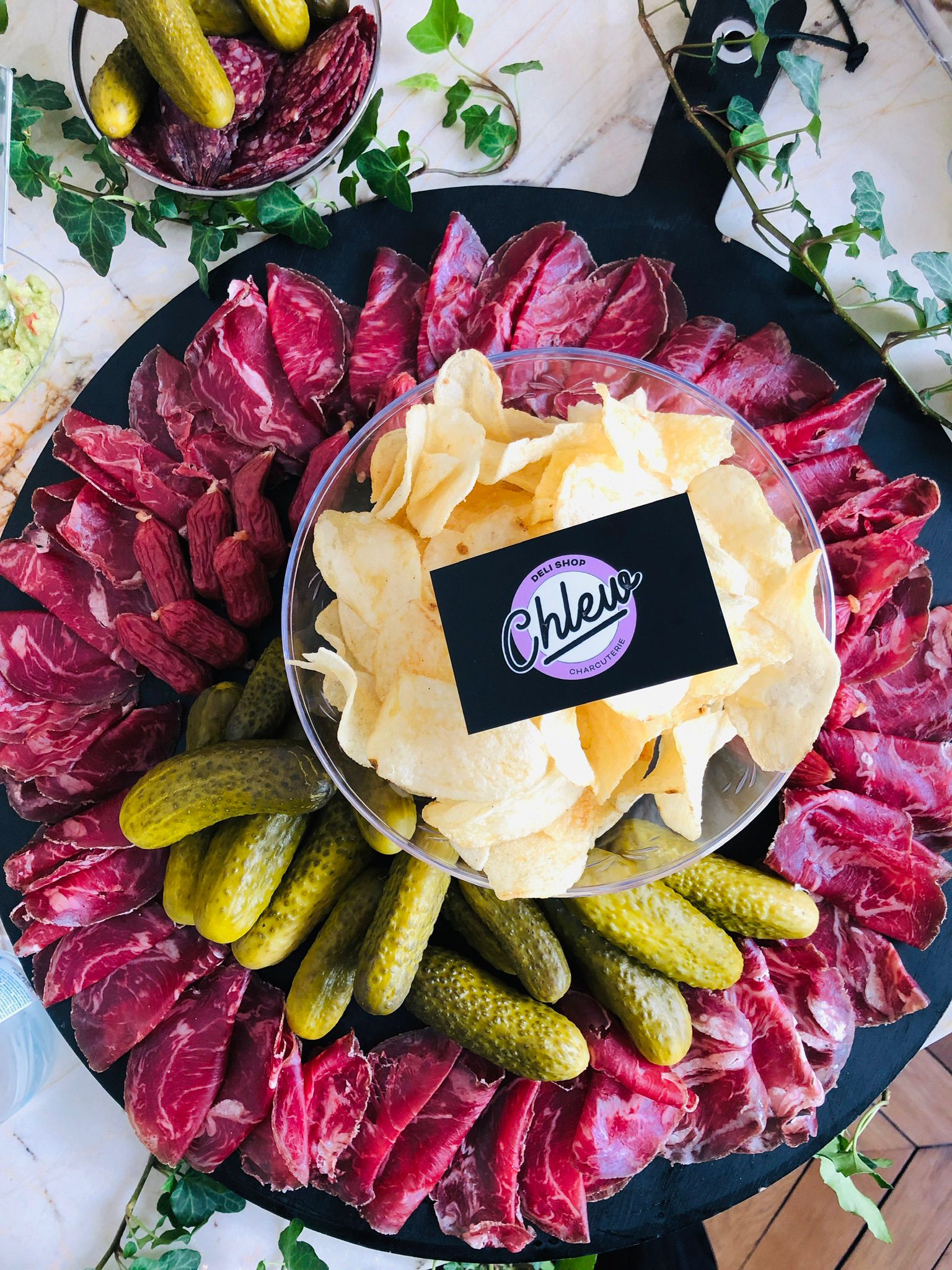 Bresaola flower platter with pickles